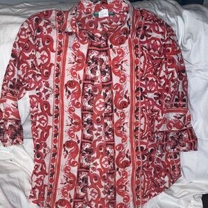 Leoni Al Sole Red and White Floral Shirt